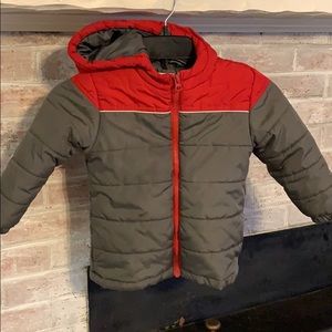 Grey and Red puffer jacket